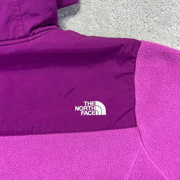 The North Face Denali Jacket Wmns XL Pink Purple Hooded Fleece Polartec Recycled - Picture 11 of 15